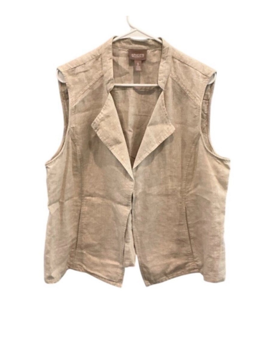 Chico's Neutral Linen-Blend Sleeveless Vest - Beige Taupe